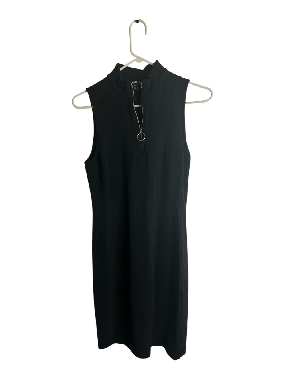 Lauren Ralph Lauren Women’s Petite Med Sleeves Zip Front Midi Dress Black 4343